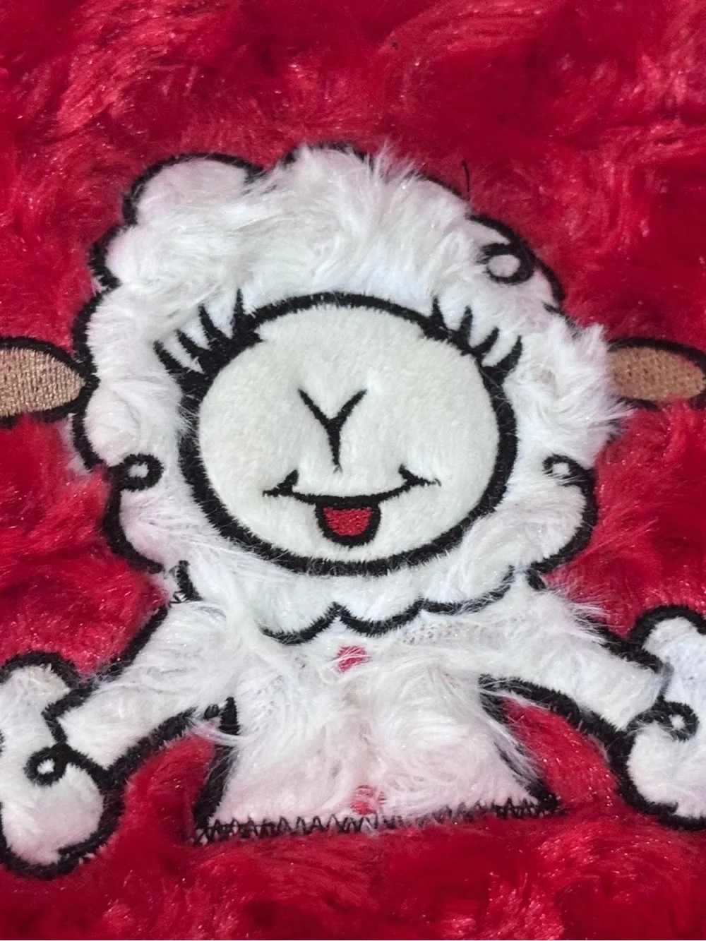 Multipet Lamb Chop Dog Toy Christmas Stocking Red White Fuzzy Plush 17